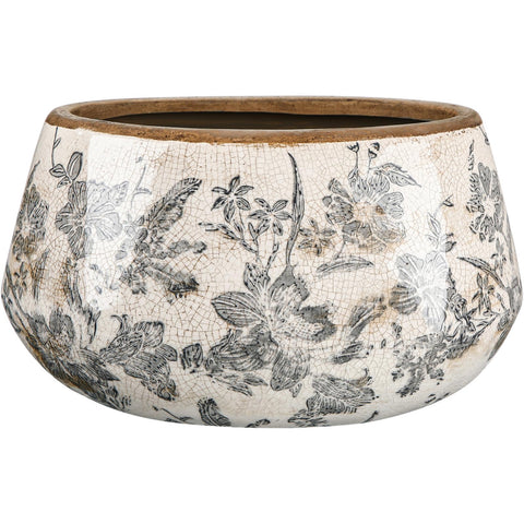 Ninehaoou vintage planter with ice-crack glaze and lily motif for elegant decor