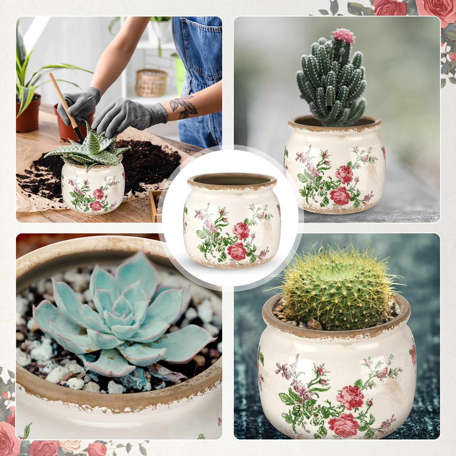 Ninehaoou vintage planter indoor display on a shelf enhances decor.