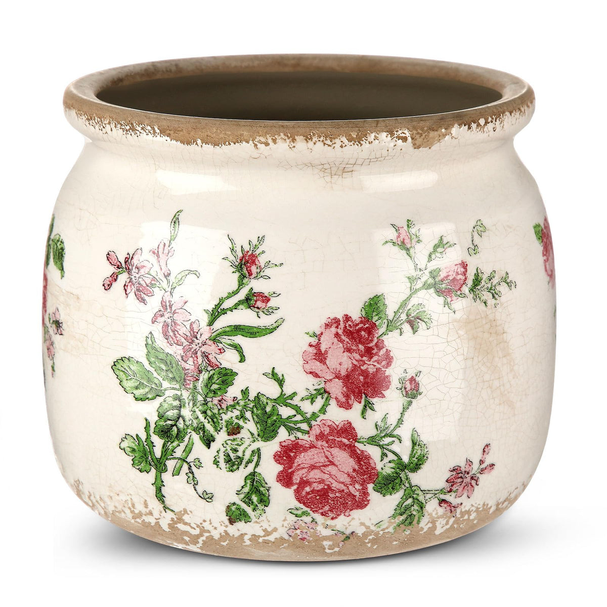 Ninehaoou vintage planter front view showcases rustic charm for shelves.