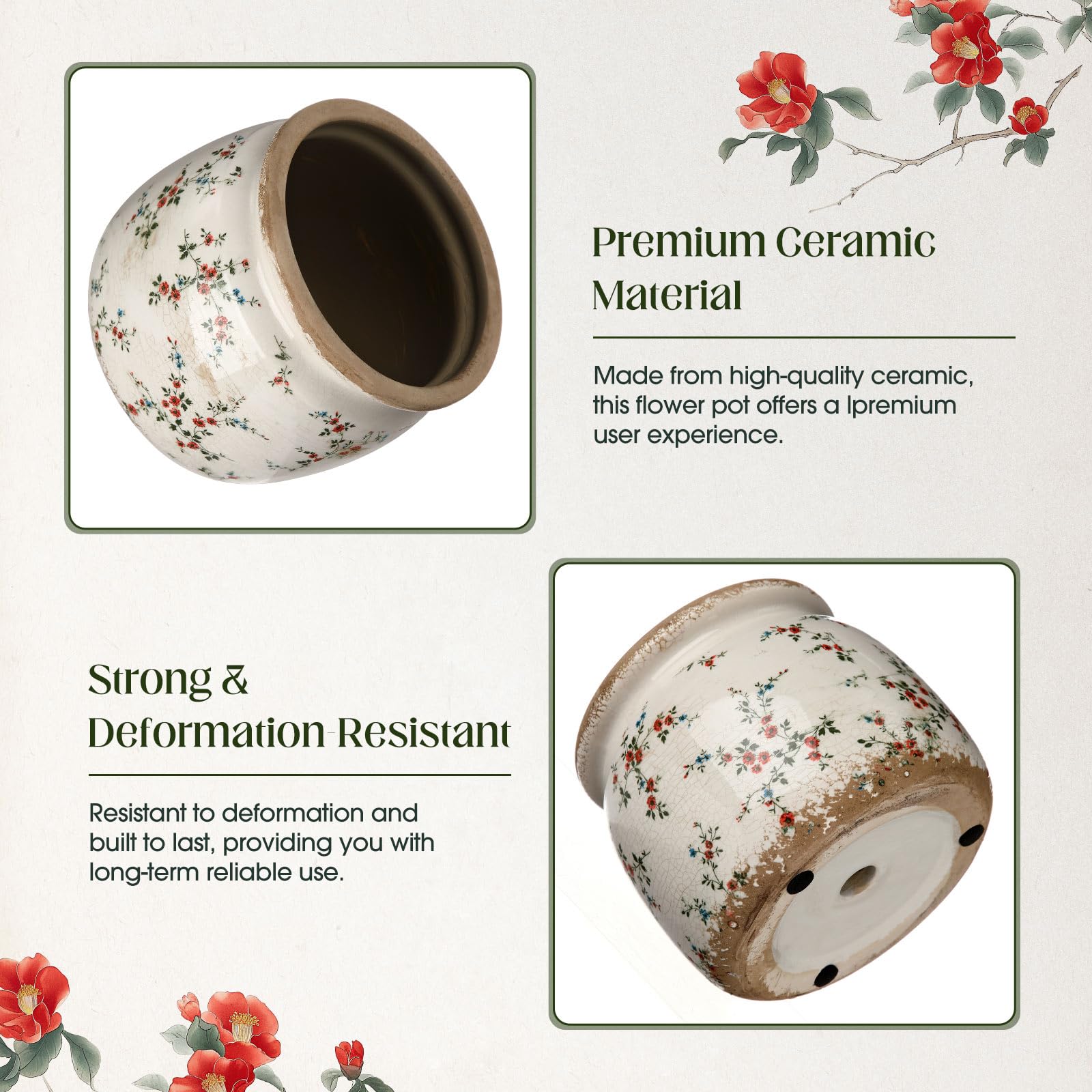 Ninehaoou large ceramic planter for lush indoor greenery