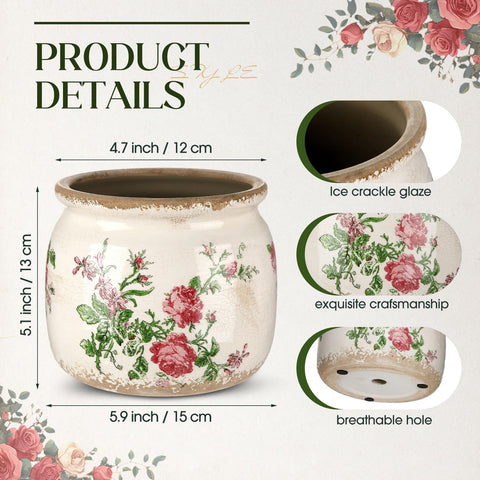 Ninehaoou vintage planter scroll detail highlights distressed craftsmanship for antique-inspired decor.
