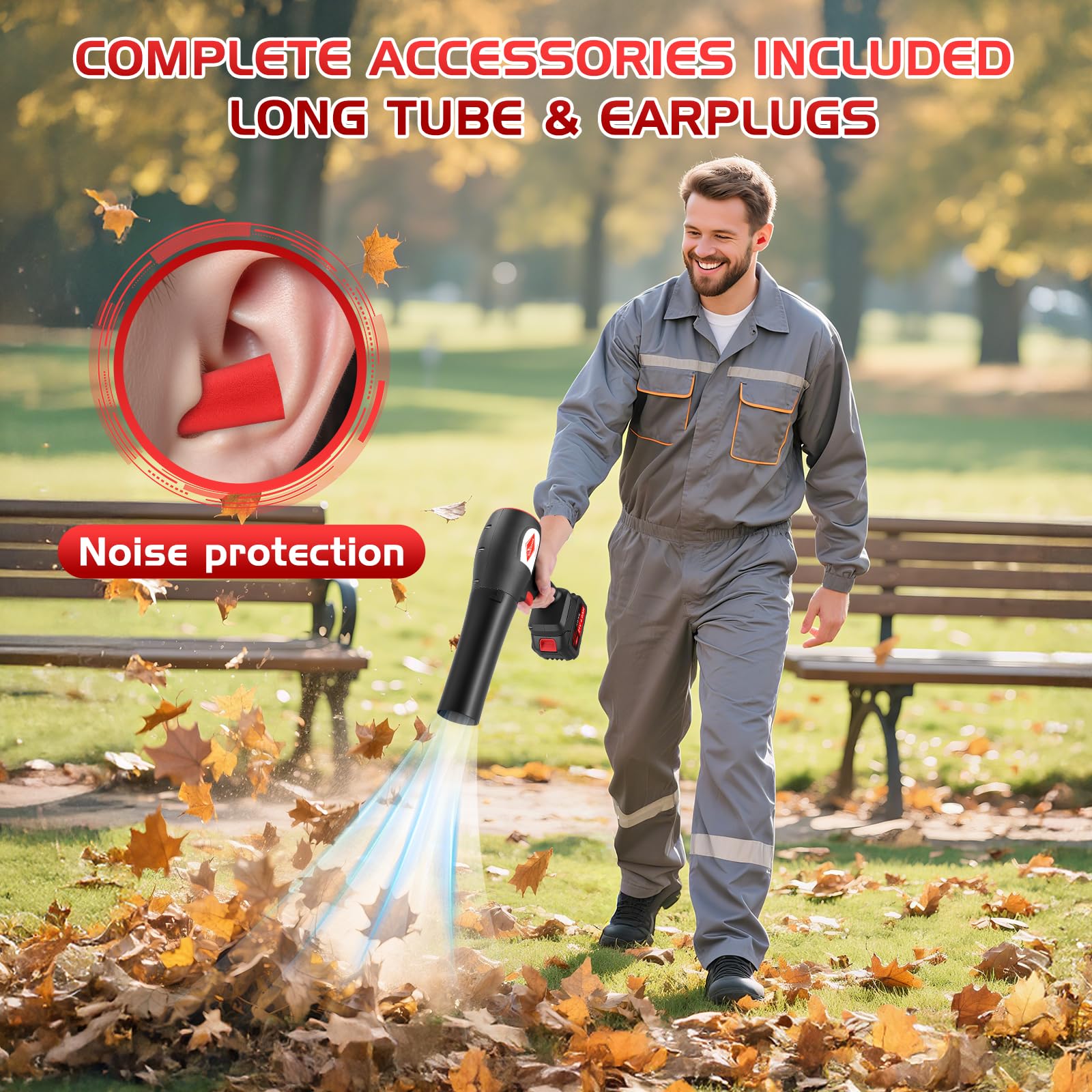 NineTrees leaf blower brushless motor offers quiet operation for neighbors.