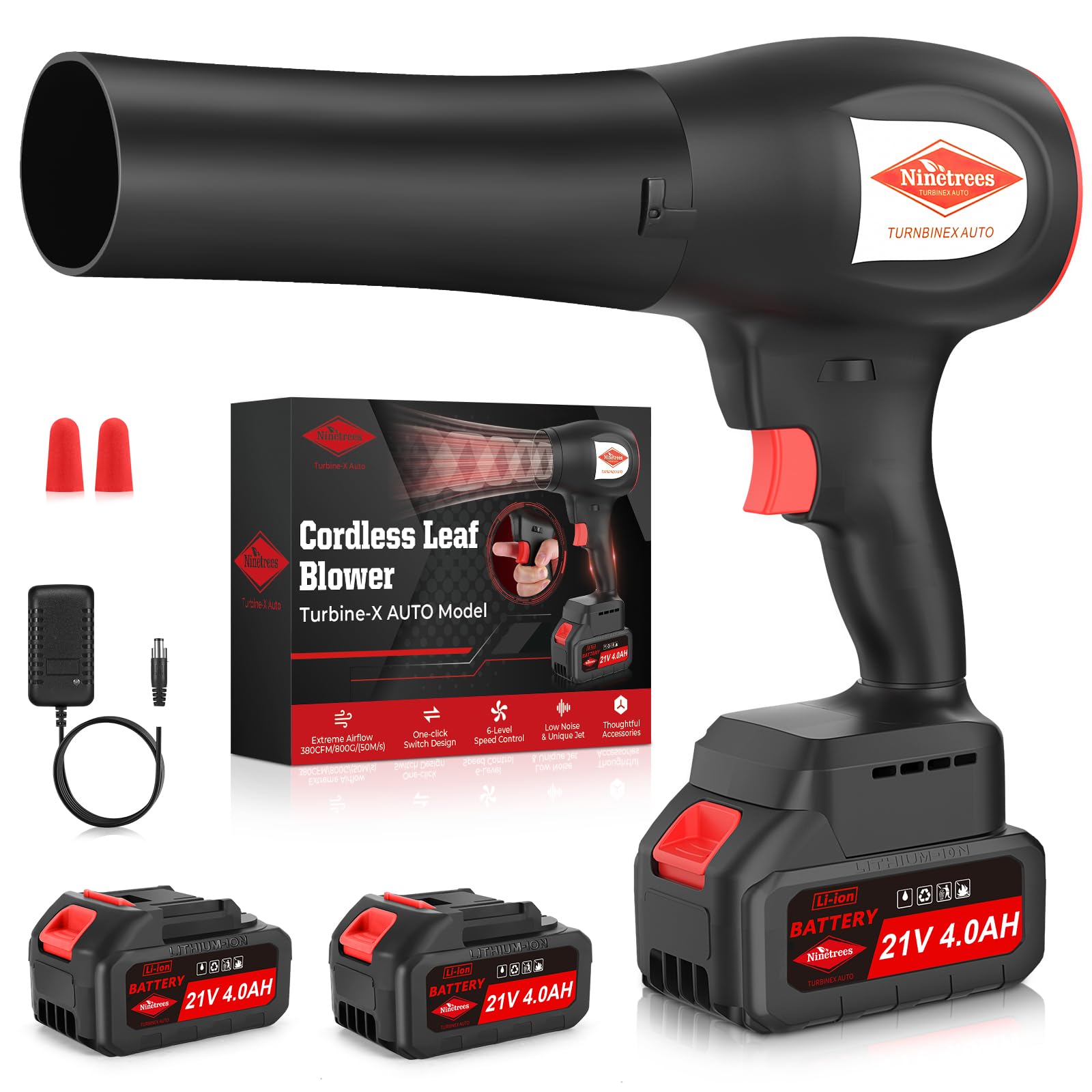 NineTrees leaf blower cordless battery ready for quick yard cleanup.