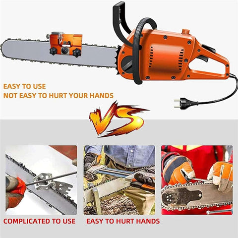 NINGHW in use shows fast sharpening action for dull chains.