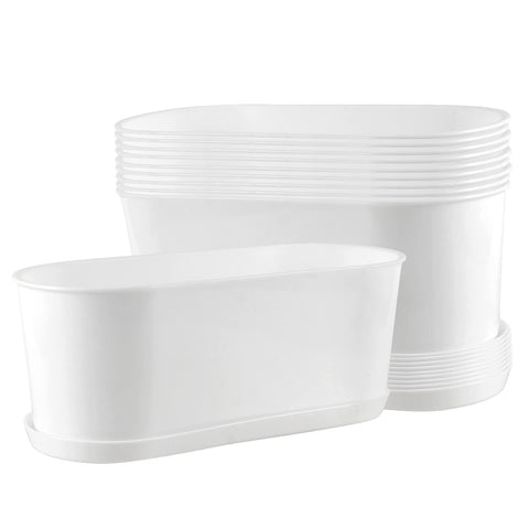 NINGWAAN rectangle window planter box white with saucers for windowsill gardening