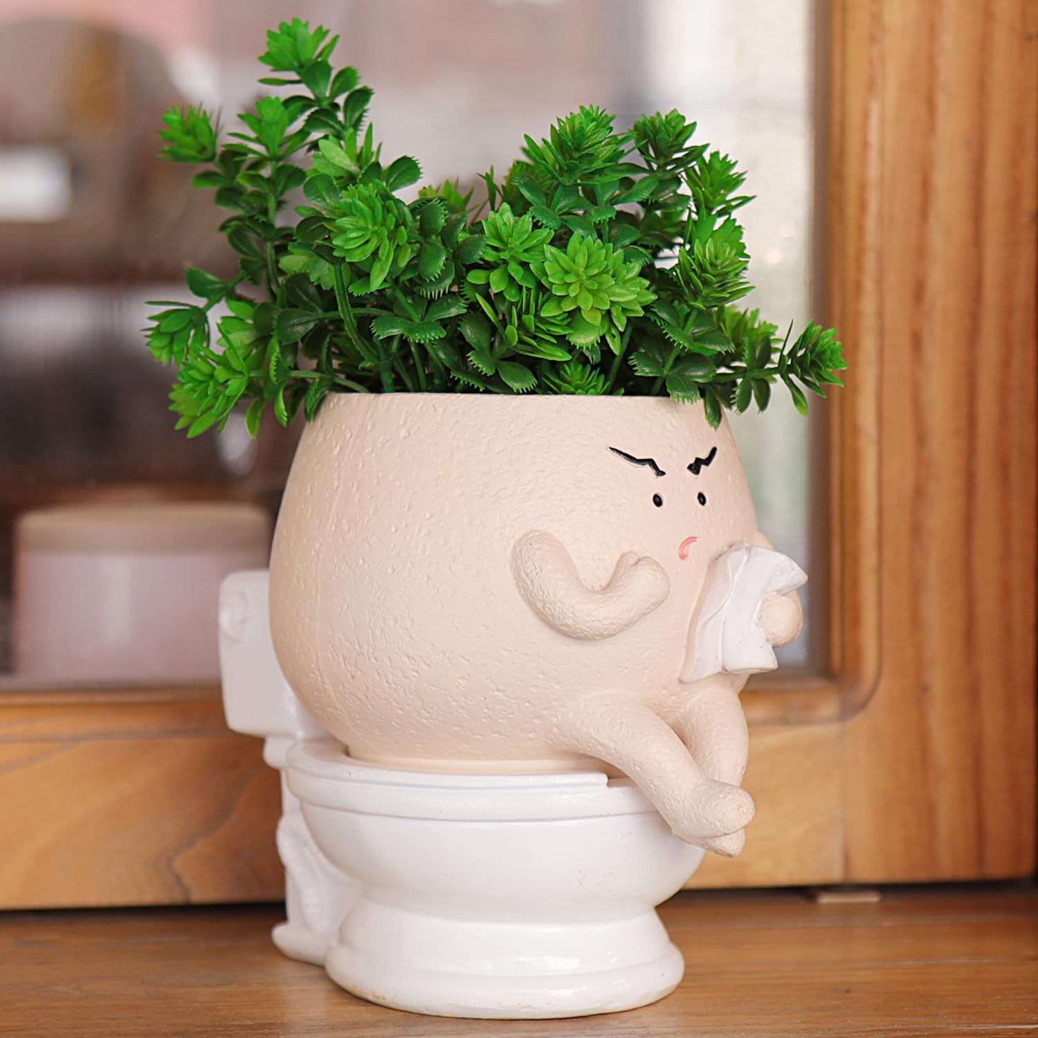 NINIPAPA toilet head planter shows drainage hole for healthier root moisture control.