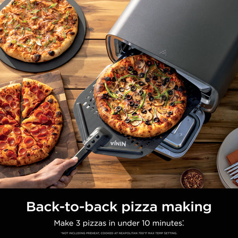 Ninja Artisan Outdoor Pizza Oven weather-resistant shell outdoors setup