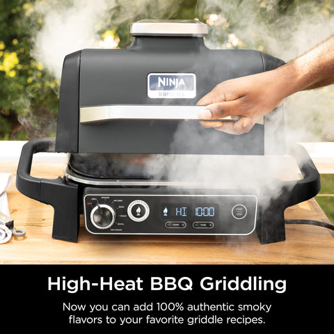 Ninja Woodfire Easy-clean ceramic coating simplifies post-cook cleanup.