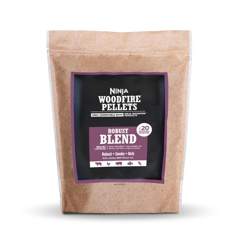 Ninja Woodfire Pellets Robust Blend bag front for authentic smoky flavor