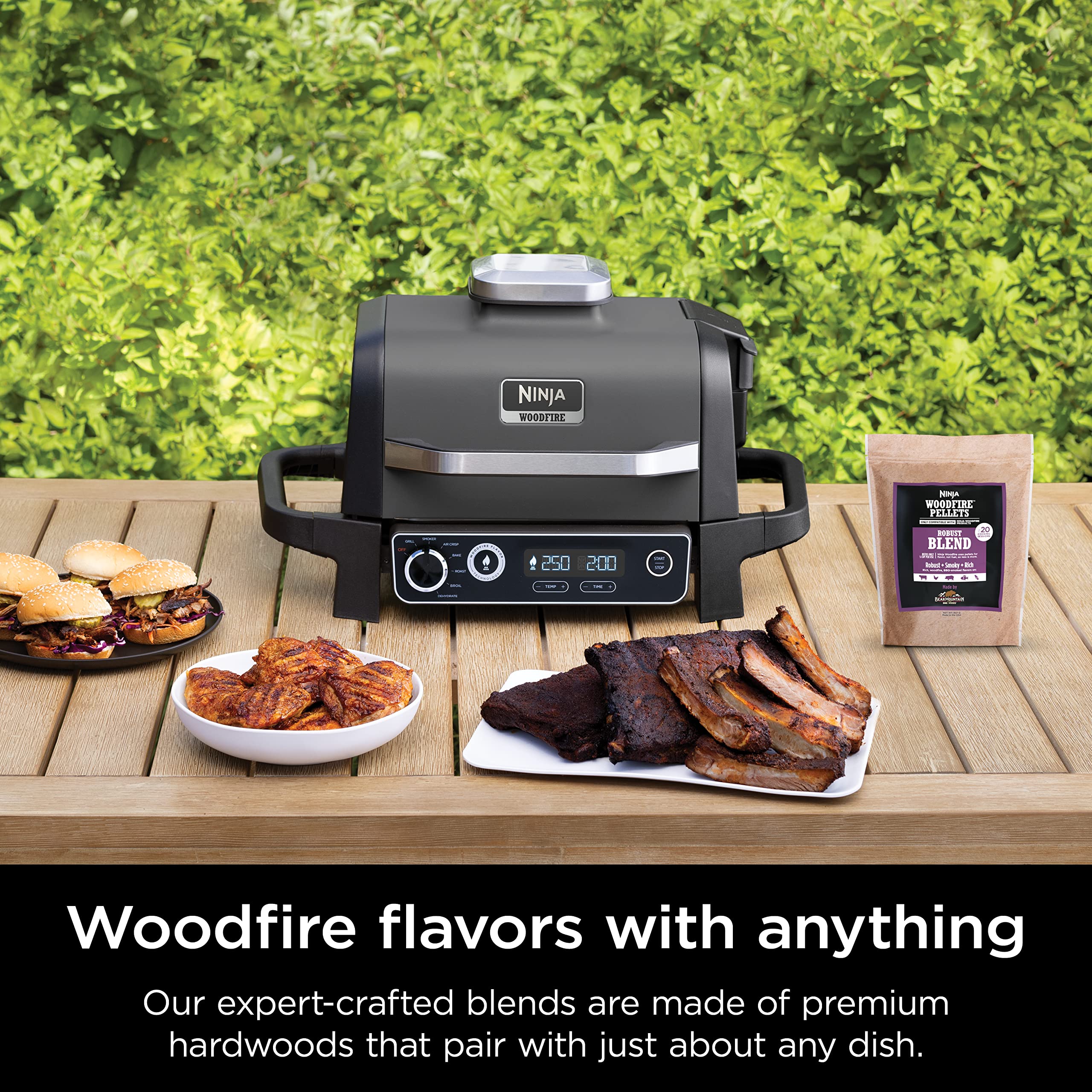 Ninja Woodfire Pellets packaging detail highlights density and moisture