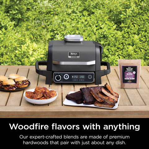 Ninja Woodfire Pellets packaging detail highlights density and moisture