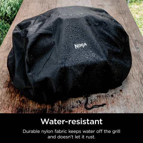 Ninja Woodfire Premium Cover anti-fade fabric maintains color under sun exposure.