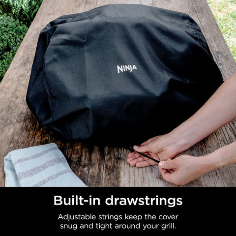 Ninja Woodfire Premium Cover adjustable drawstrings and elastic sides ensure a snug fit.