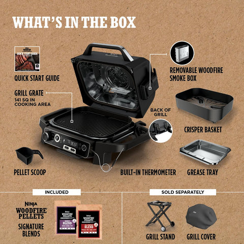 Ninja Woodfire Pro weather-resistant exterior for year-round use.