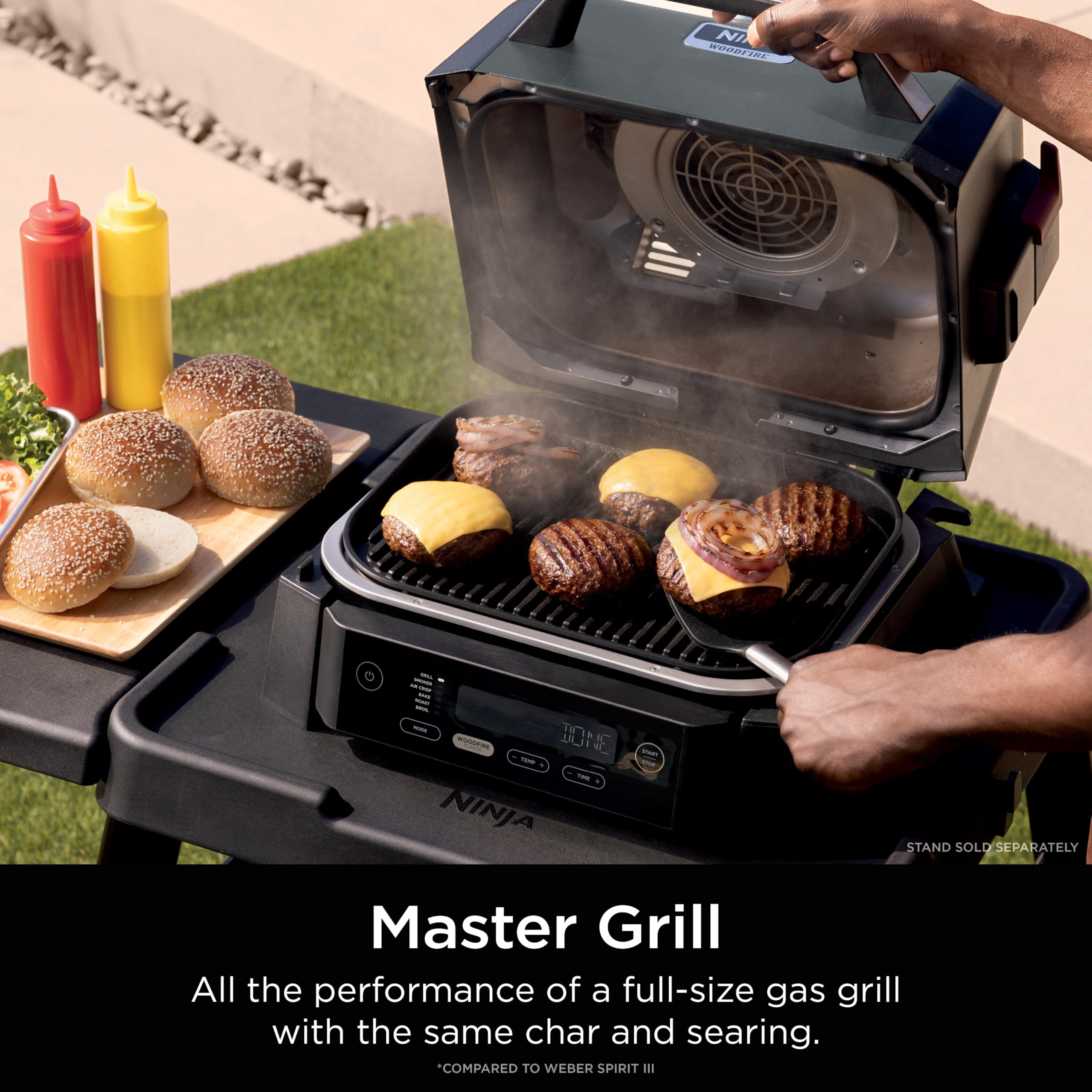 Ninja Woodfire Weather-Resistant Exterior ready for year-round outdoor cooking.