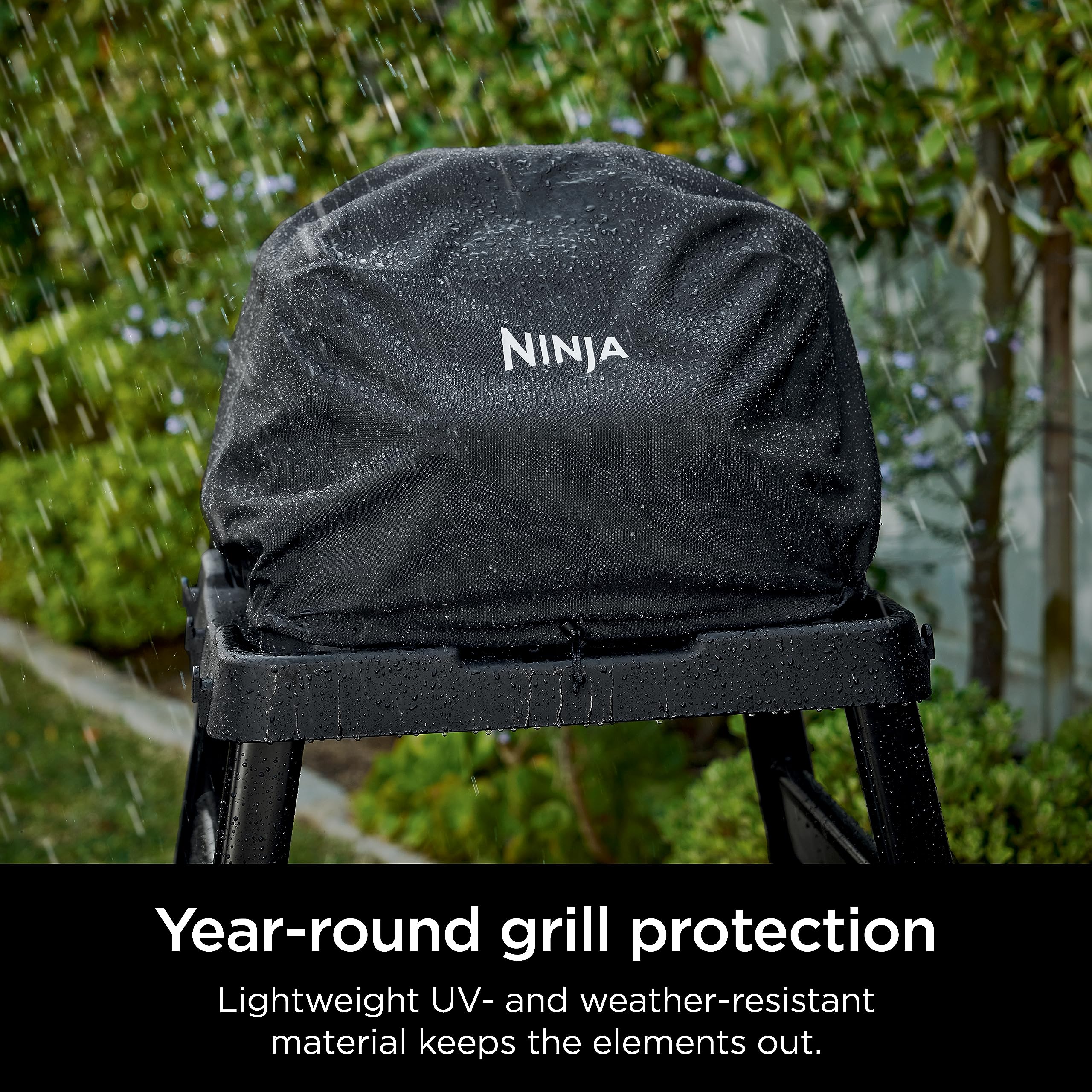 Ninja Woodfire XL Premium Grill Cover Pro side view with snug elastic fit