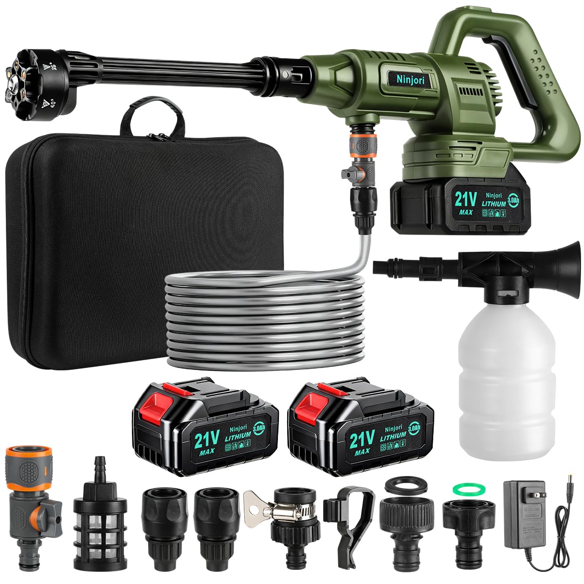 ninjori cordless pressure washer dual batteries for extended runtime.
