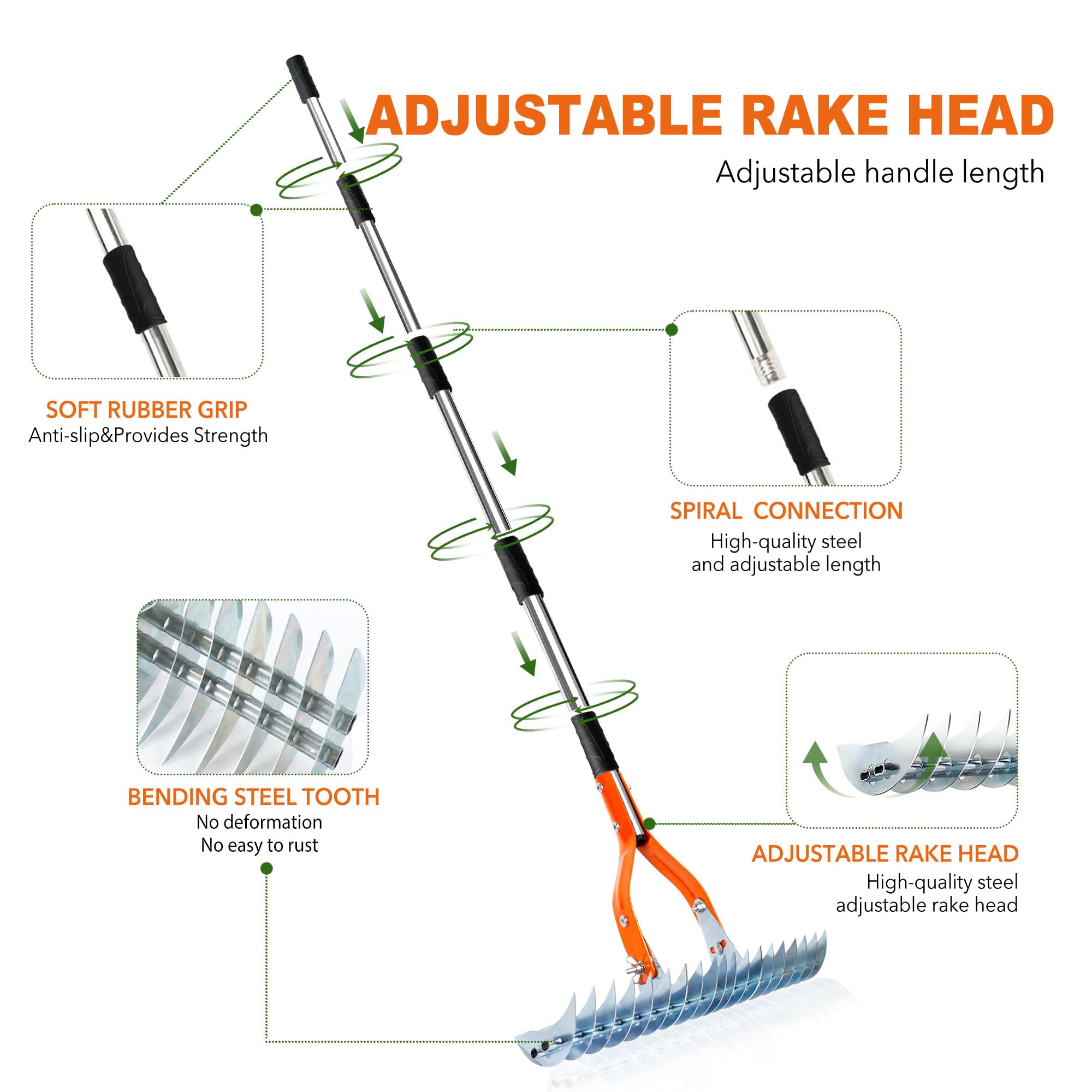 Niovrooro Thatch Rake four-piece handle allows height customization
