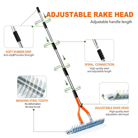 Niovrooro Thatch Rake four-piece handle allows height customization