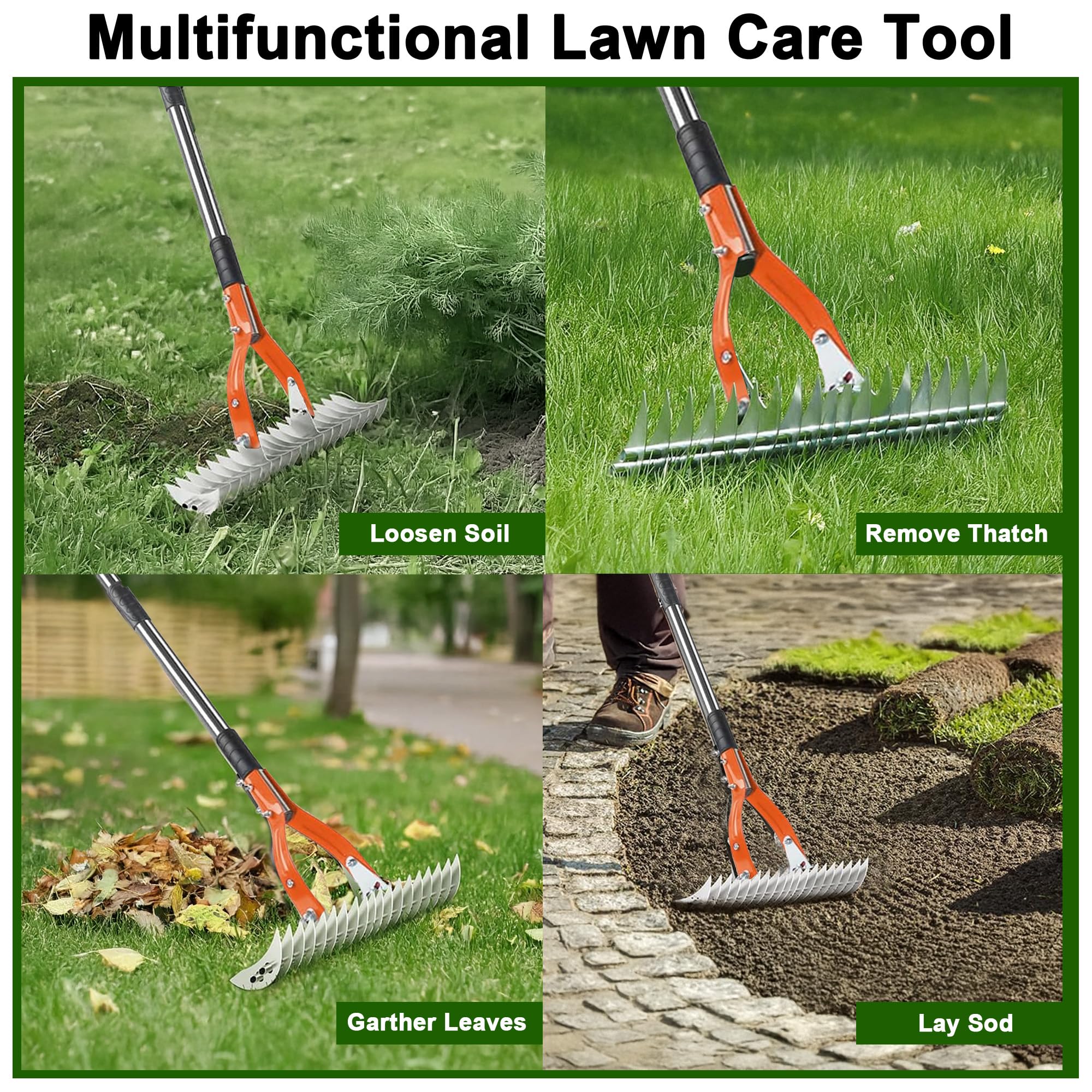 Niovrooro Thatch Rake angle adjustable head for ergonomic use
