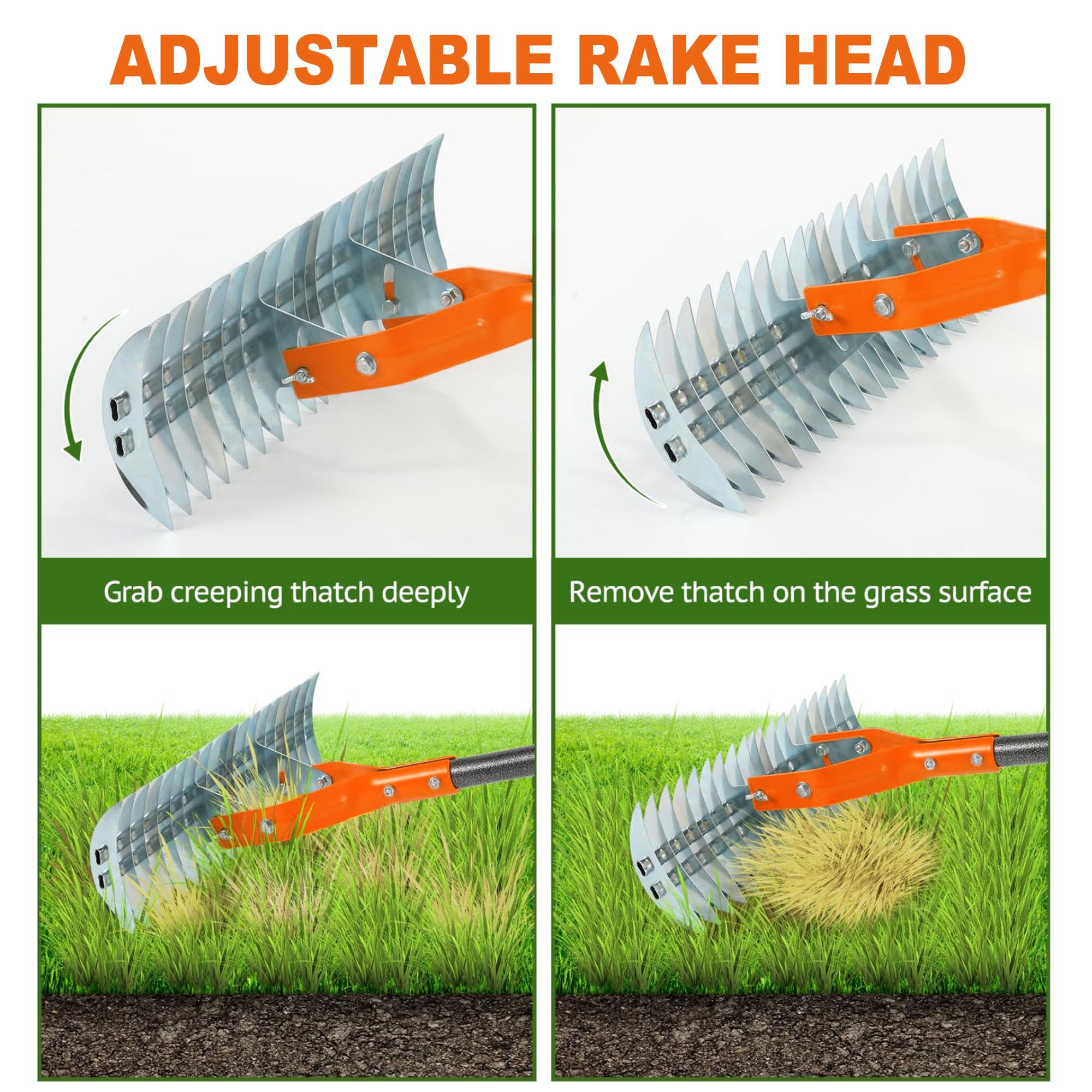 Niovrooro Thatch Rake double-sided design cleans turf and loosens soil