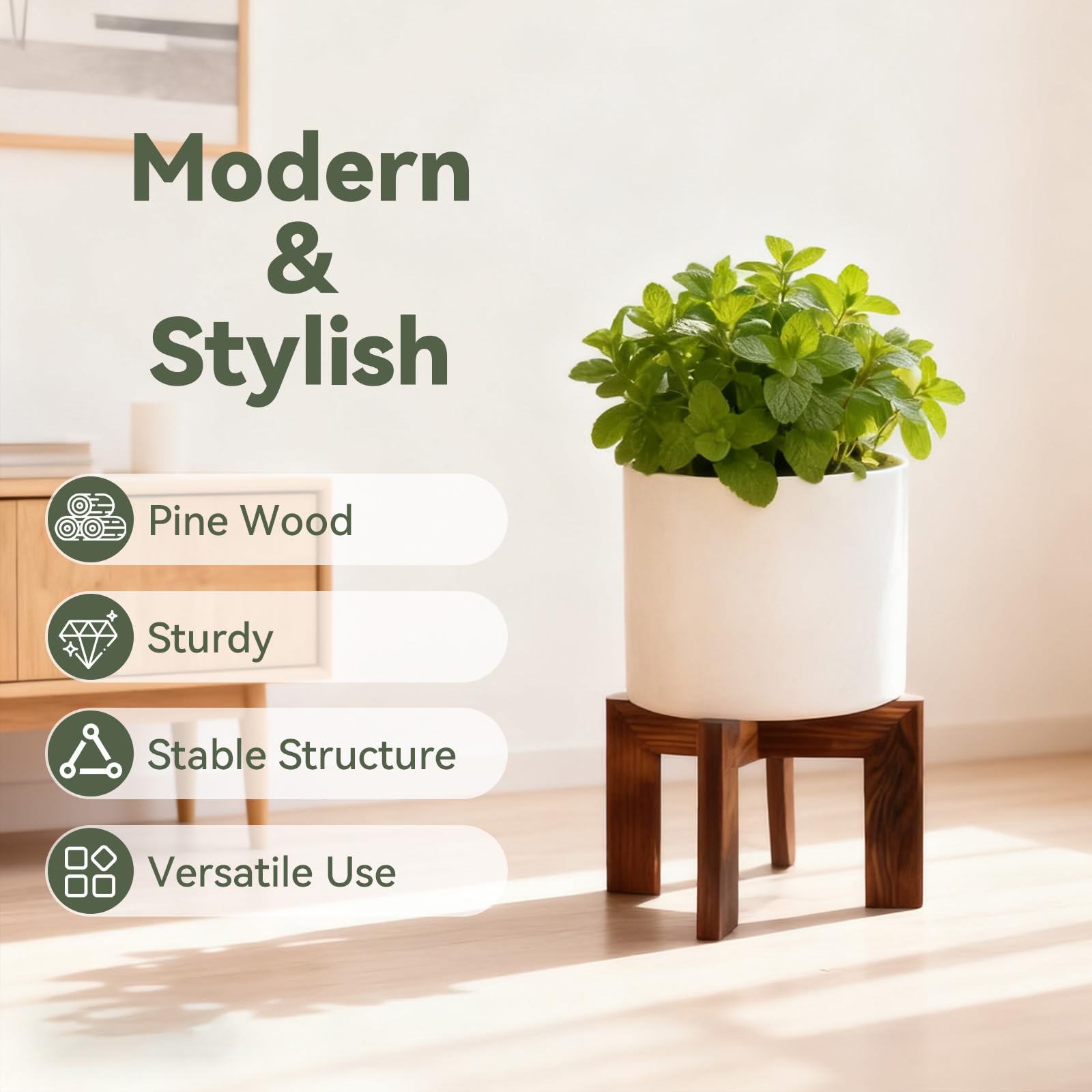 Nipyata plant stand assembly instruction demonstrates quick two-part setup for use.