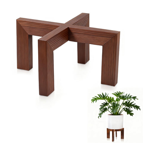 Nipyata plant stand inside view with woodgrain showing sturdy support for large pots.