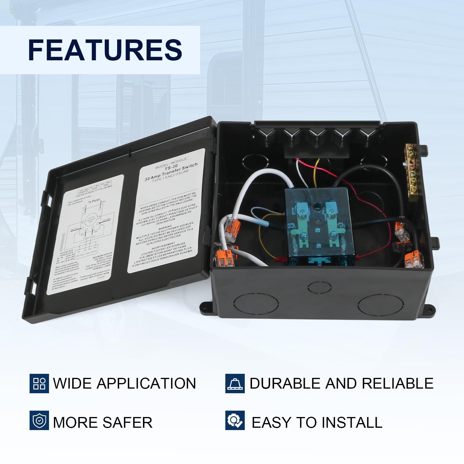 Nirakoka automatic transfer switch installation guide illustrating simple wiring and mounting