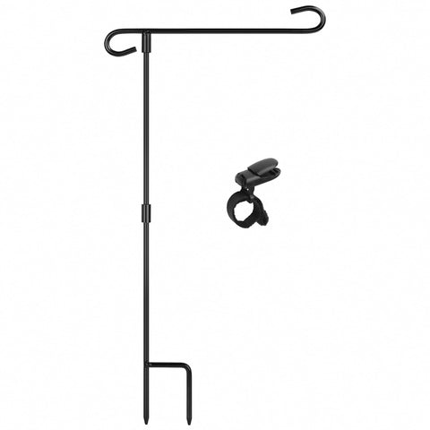 Nirohee garden flag stand assembly shows three-piece pole for easy storage.