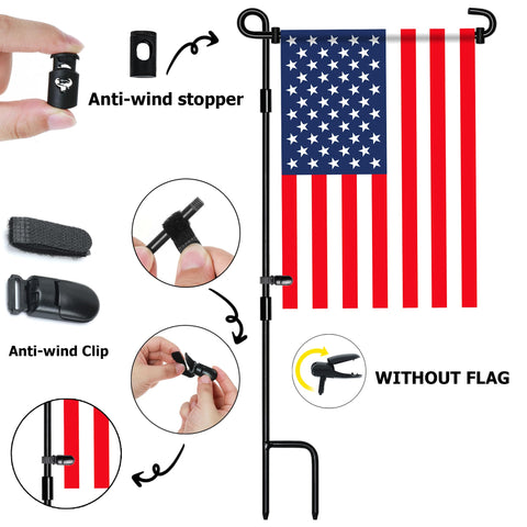 Nirohee weatherproof flag stand with black finish for year-round use.