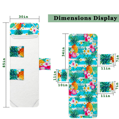 Exquisitely printed beach chair cover stands out on the sand