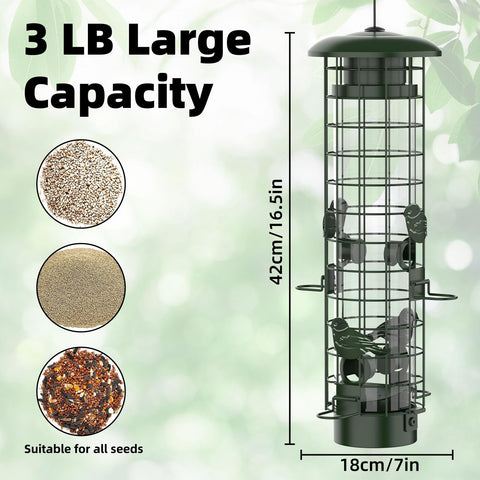 Niser large-capacity 3lb bird feeder reduces refills during peak feeding.