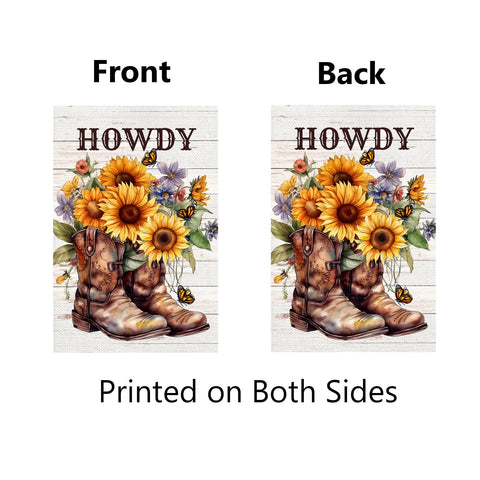 NISEVAN Howdy flag featuring butterflies among sunflowers for bright porch decor.