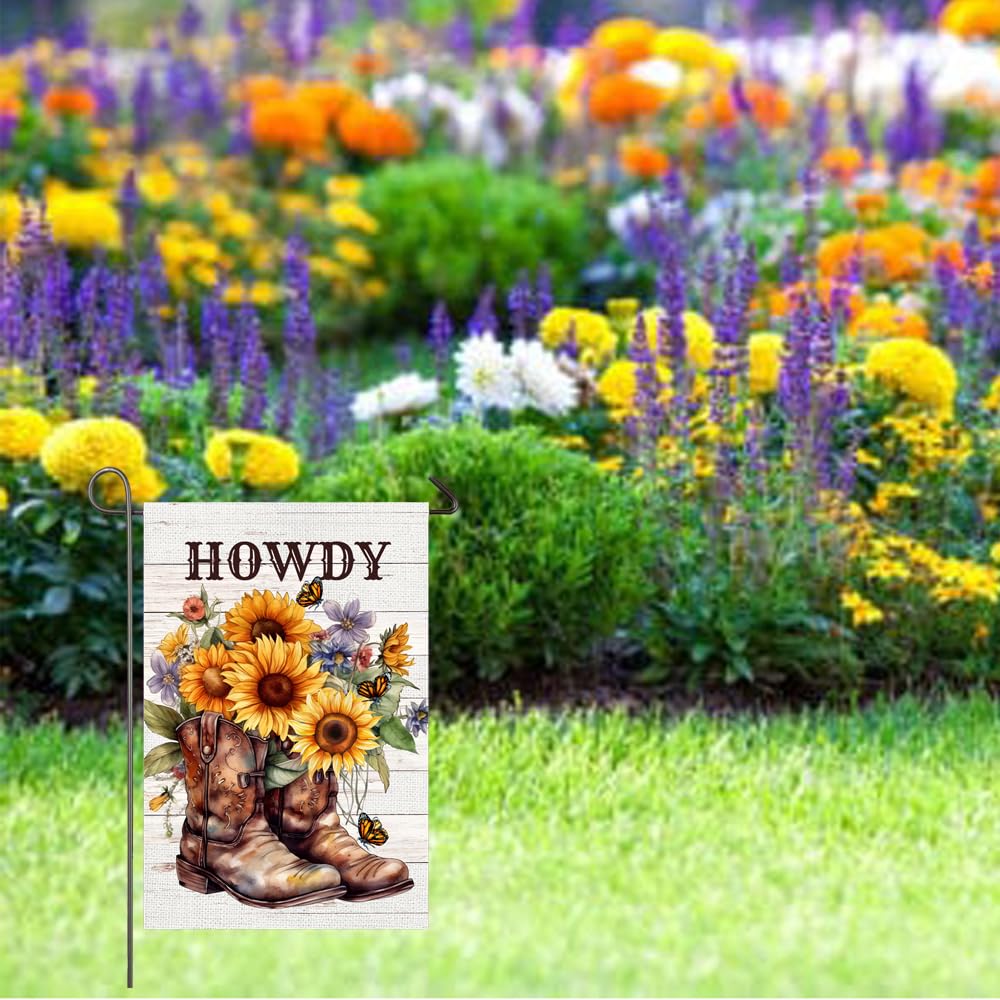 NISEVAN Howdy flag made from durable burlap prepared for all-weather use.