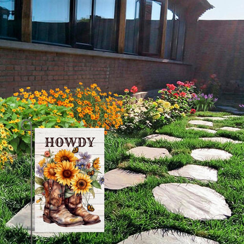 NISEVAN Howdy flag sleeve allows quick, easy hanging on garden poles.