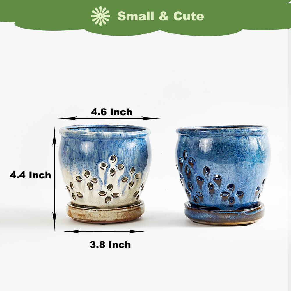 NiSevenLiving orchid pot with attached saucer for easy relocation and clean watering