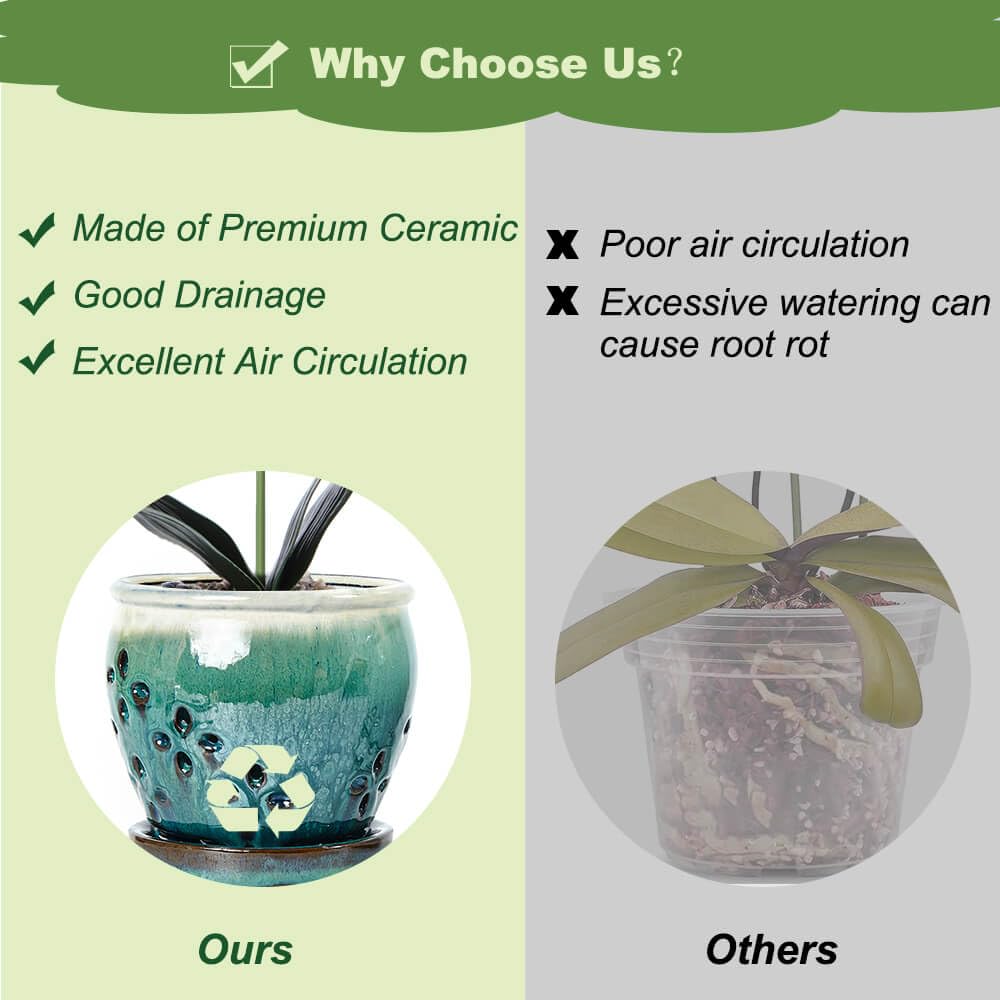Leaf-cutout design on NiSevenLiving orchid pots improves airflow