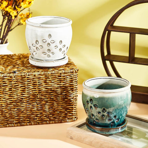 White and green ceramic NiSevenLiving finish suits modern spaces