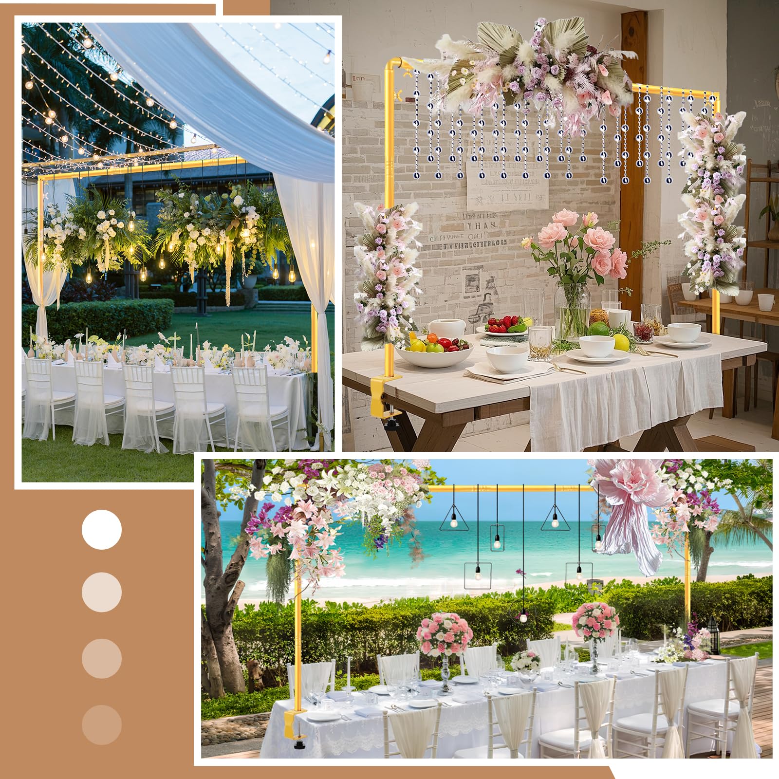 Nisoger gold finish balloon arch stand enhances wedding and party decor