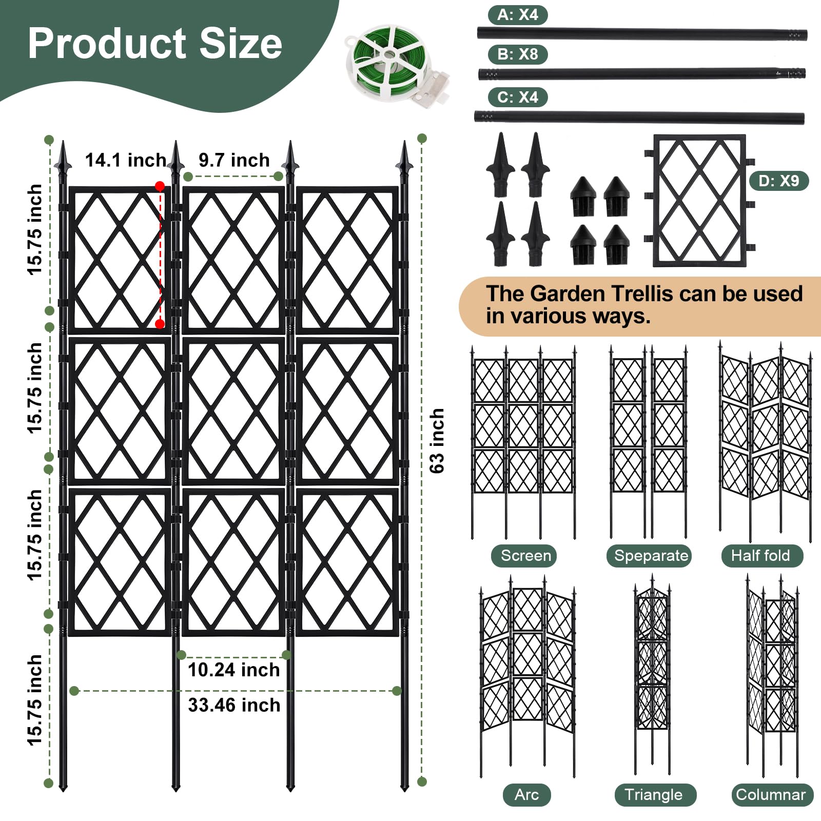 Nisoger ground-stakes-base provides secure stability for outdoor trellis.