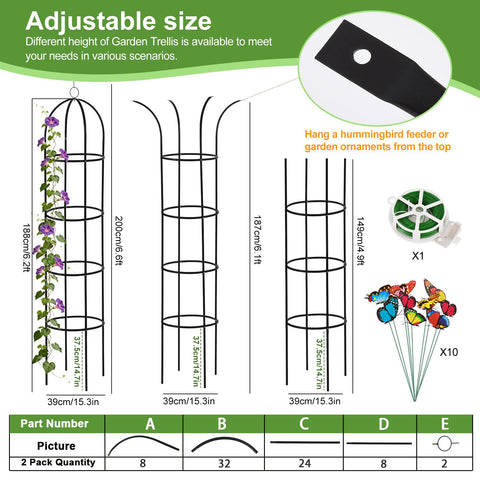 Nisoger round-top obelisk trellis adds decorative height to borders and flower beds.