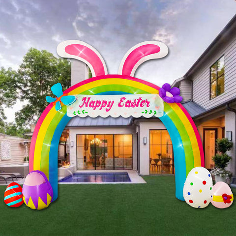 NiSotieb Easter archway with built-in LED eggs for night display.