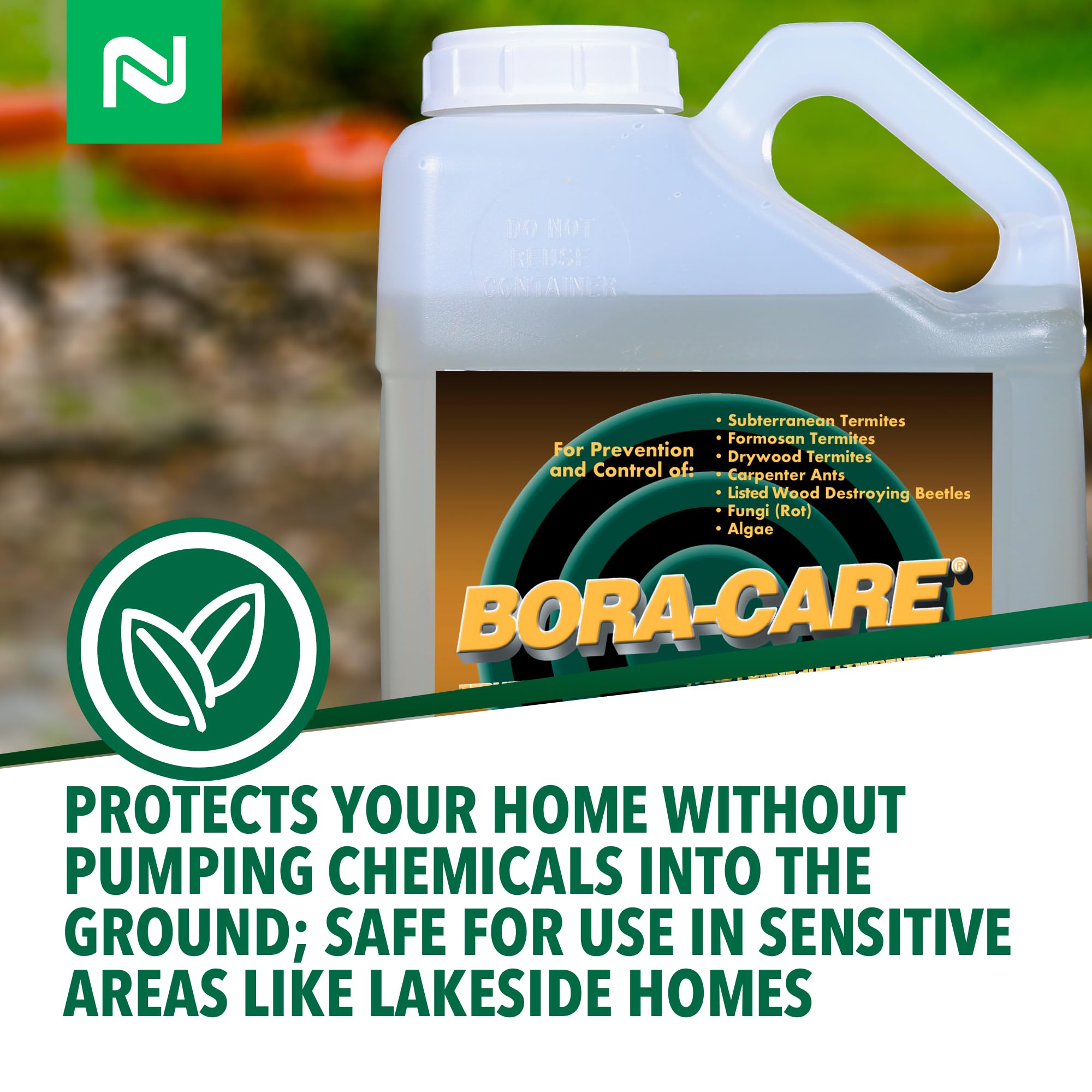 Nisus Bora-Care environmentally friendly wood treatment safeguards sensitive areas near water