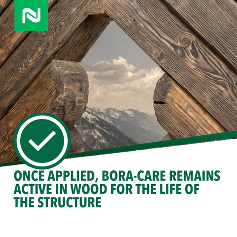 Nisus Bora-Care residual protection lasts for the life of the wood structure