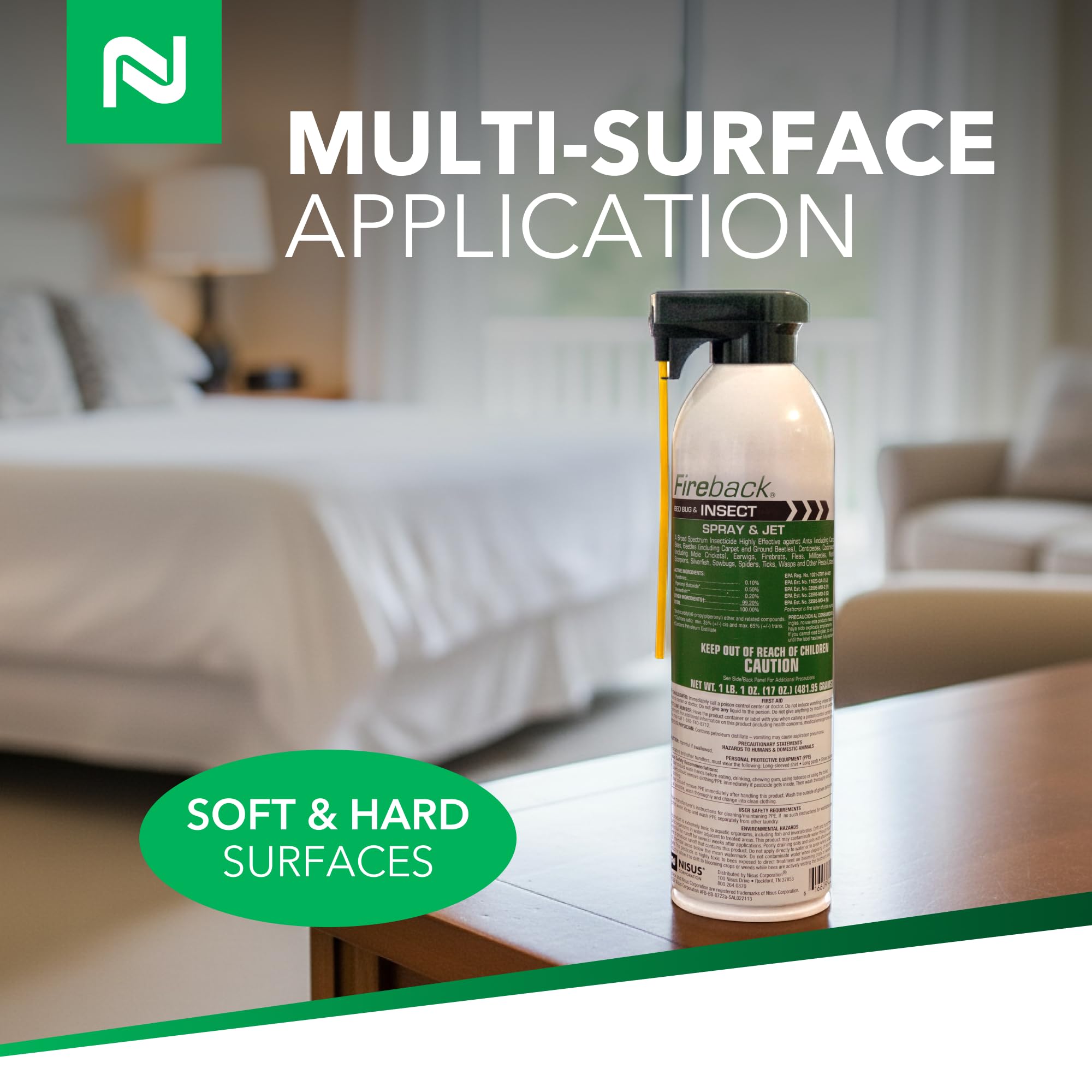 Nisus Fireback is ideal for indoor and outdoor use, controlling pests in seams, corners, and high-traffic zones.