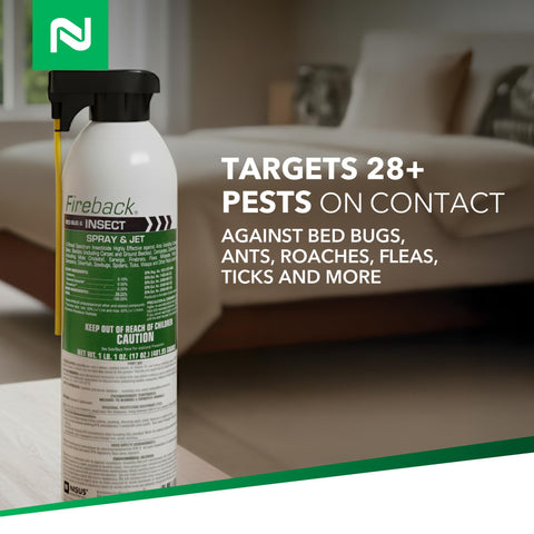 Nisus Fireback spray nozzle concentrates targeted application for precise treatment in cracks and crevices.