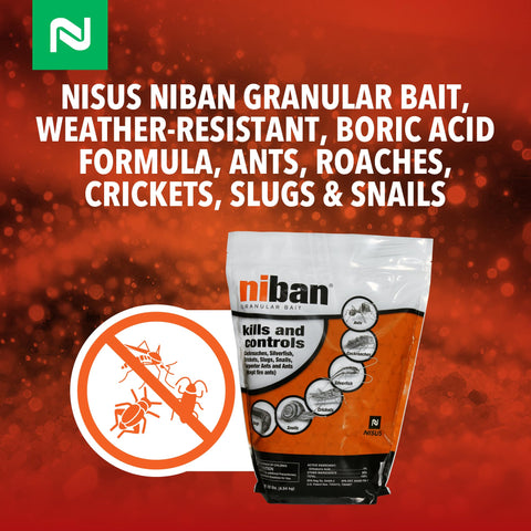 Nisus Niban granular bait weather-resistant granules sustain effectiveness after rain.