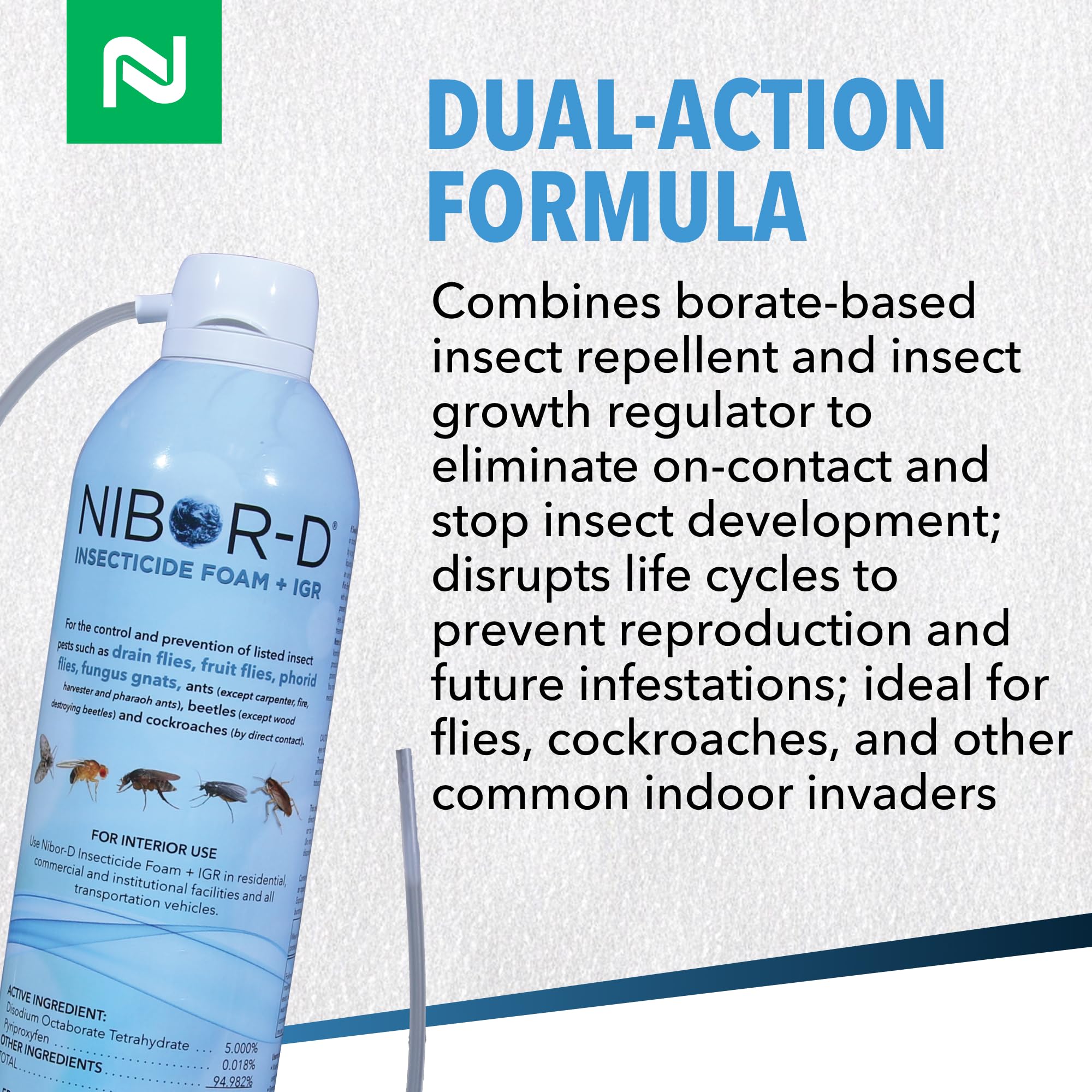 Nisus Nibor-D foam reaches drains and cracks for hidden buildup.