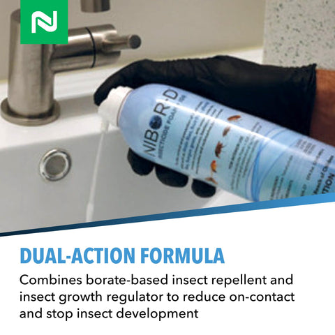 Multi-area treatment for drains, voids, baseboards, and more with Nibor-D.
