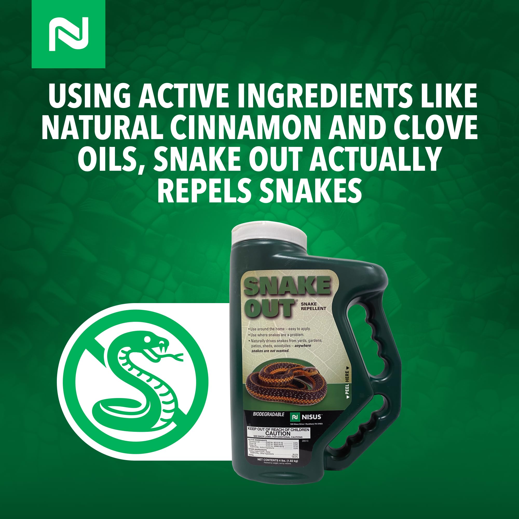Nisus Snake Out keeps yards and gardens snake-free without harming wildlife.